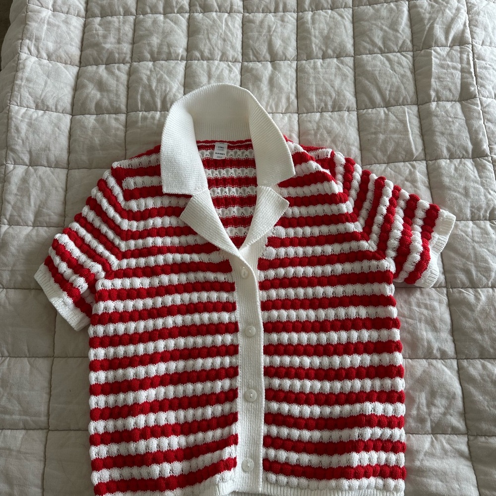 Red and White Striped Coverup Set